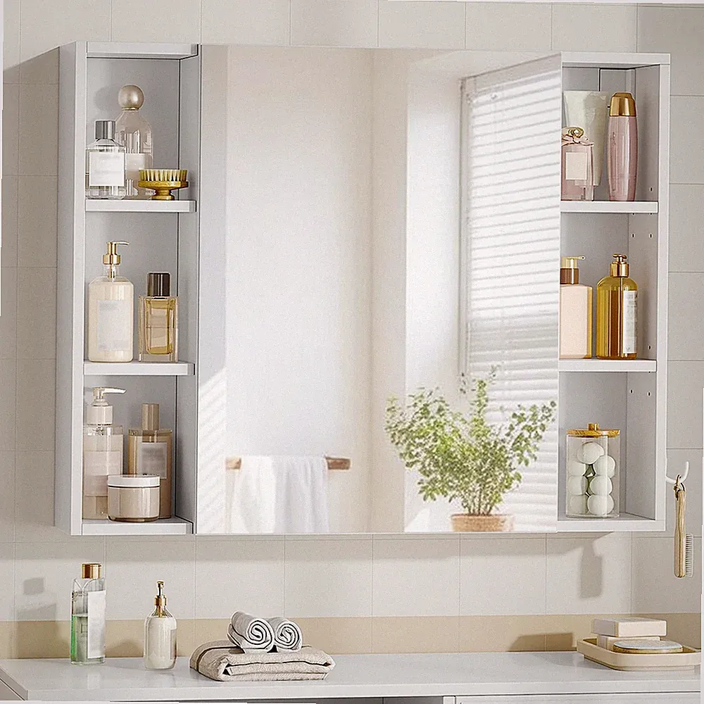 Badezimmer Spiegelschrank Wandschrank mit Spiegel und Aufbewahrung Wandmontage