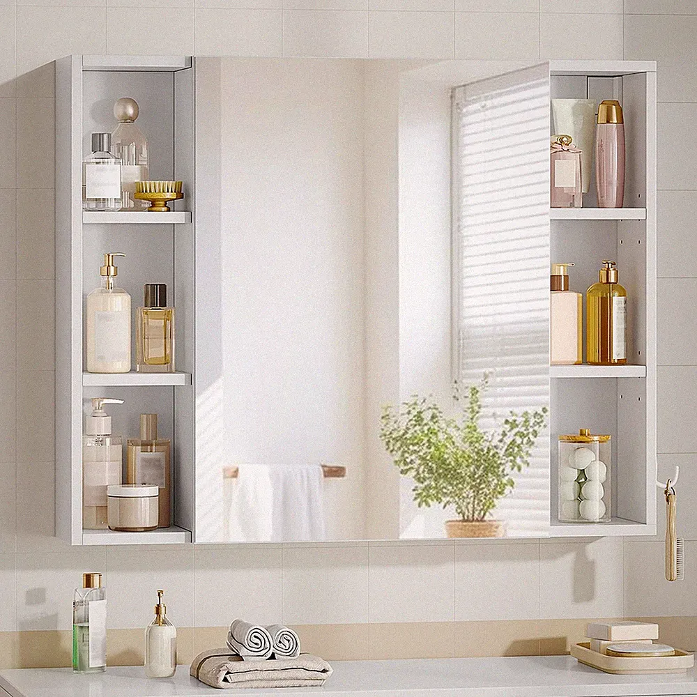 Badezimmer Spiegelschrank Wandschrank Wandmontage Aufbewahrung Regal flexibel