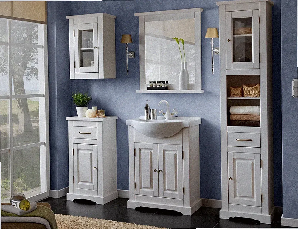 Badezimmer Waschbecken Badmöbel Set Badmöbelset 5tlg. Zimmer Design Badmöbelsets