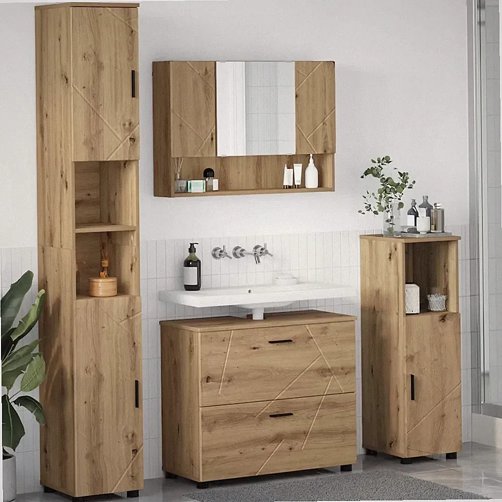 Badezimmermöbel-Set 4-teilig in Artisan-Eiche 35 x 30 x 192 cm