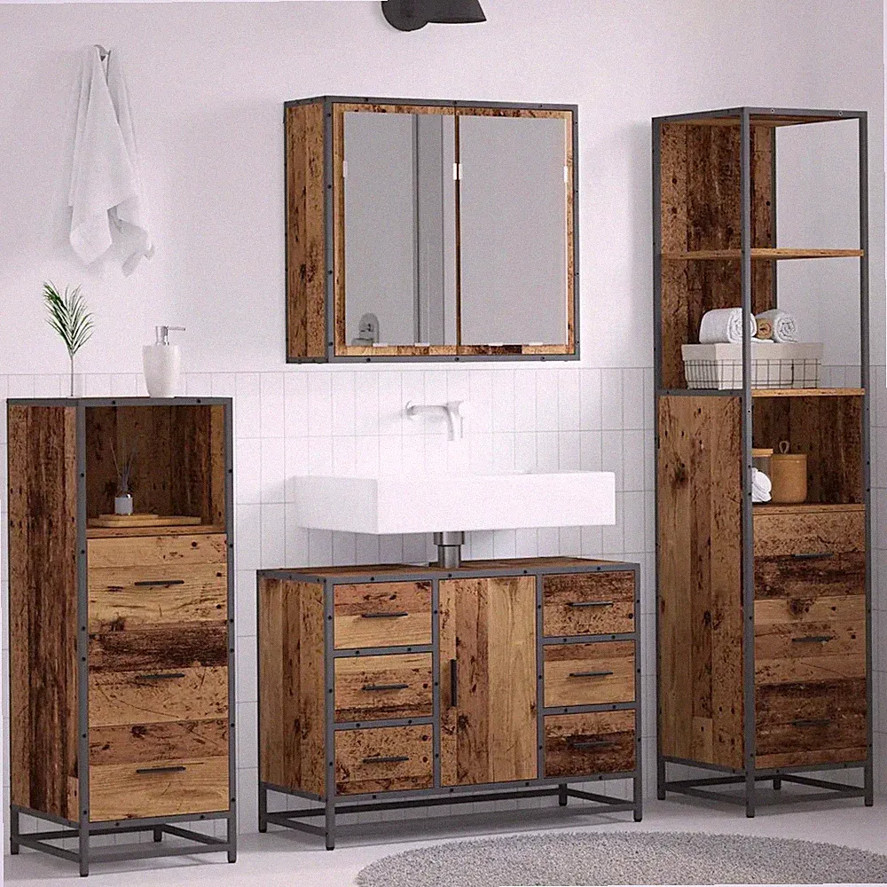 Badezimmermöbel-Set 4-teilig Schrank Waschbeckenunterschrank Holzwerkstoff vidaX