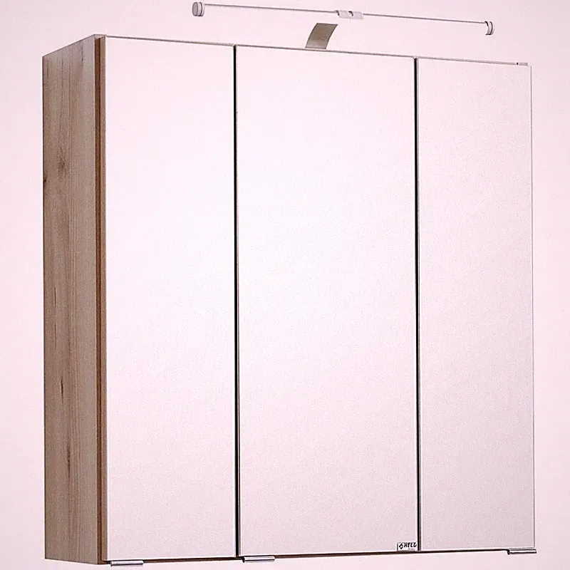 Badezimmermöbel Spiegelschrank Buche 60x66x22cm LED Badspiegel Badezimmerschrank