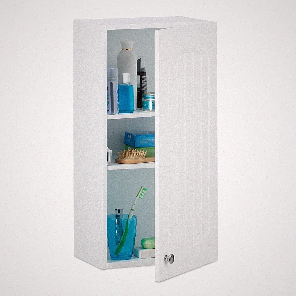 Badezimmerschrank hängend Wandregal Bad Lamellenschrank 2 Fächer 10 kg 2 Böden