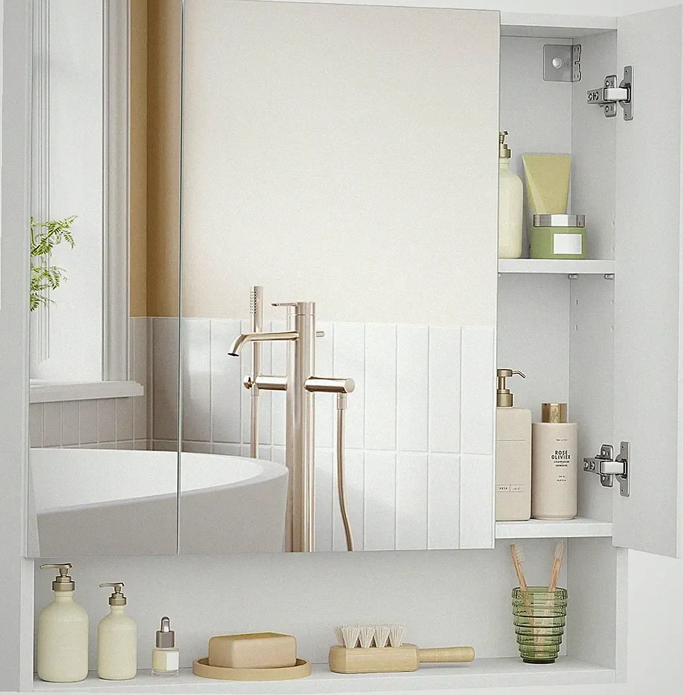 Badezimmerschrank mit 3 Türen Spiegelschrank verstellbare Ablagen