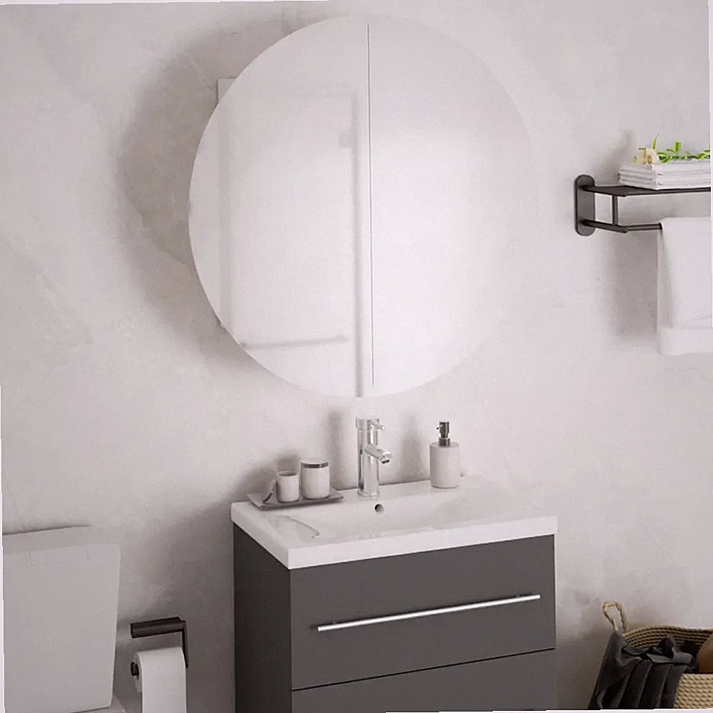 Badezimmerschrank mit Rundem Spiegel LED Spiegelschrank Badschrank vidaXL