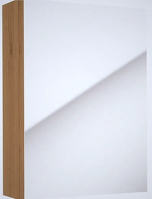 Badezimmerschrank mit Spiegel 60x50x15cm schmal hängend Eiche Handwerk Salsa