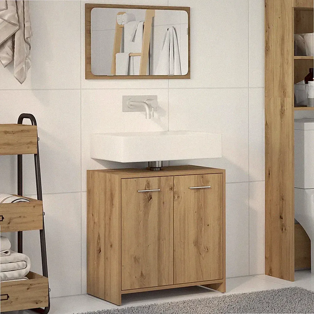 Badezimmerschrank mit Spiegel aus Artisan Eiche Holzwerkstoff