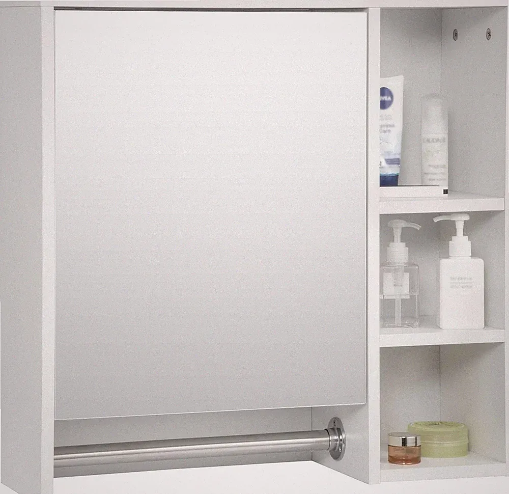 Badezimmerschrank mit Spiegel Spiegelschrank Bad 3 Fächer Hängeschrank MDF 0132y