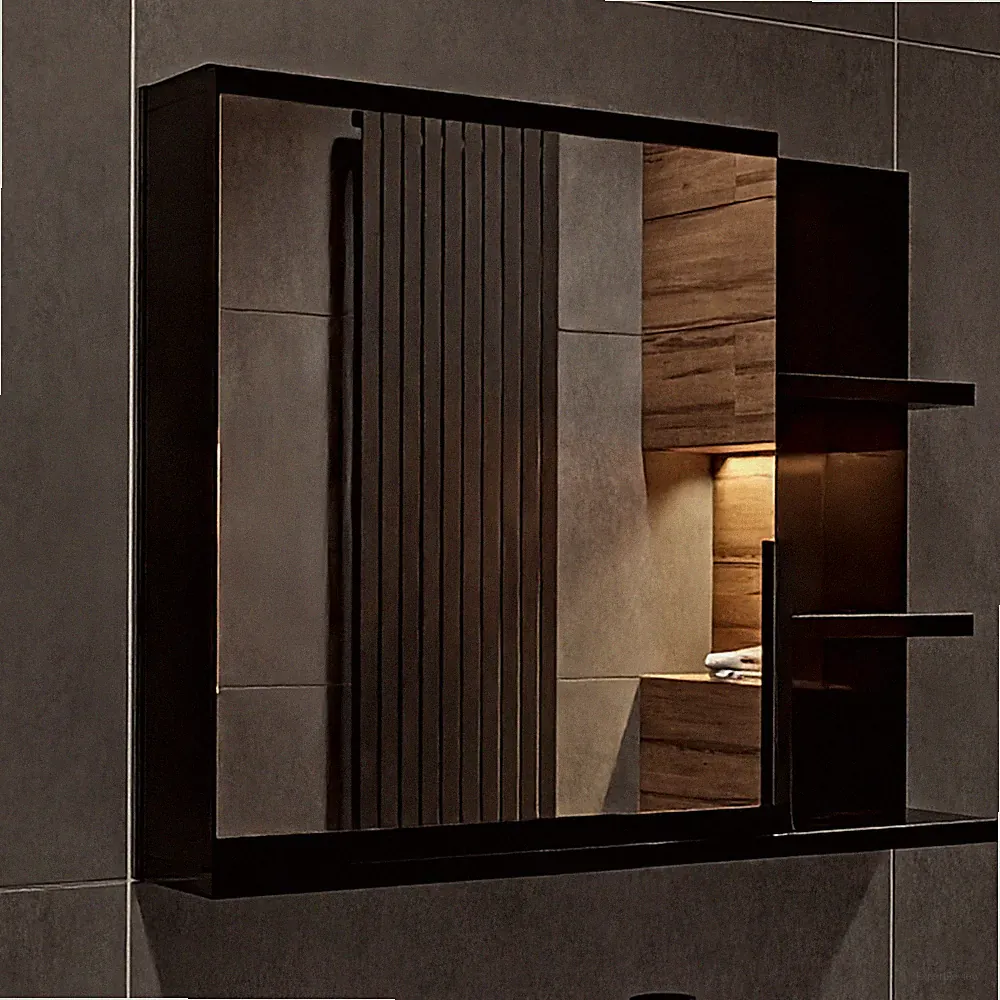 Badezimmerschrank mit Spiegel und Ablagen, B:60 x H:50 cm 1 Tür Spiegelschrank