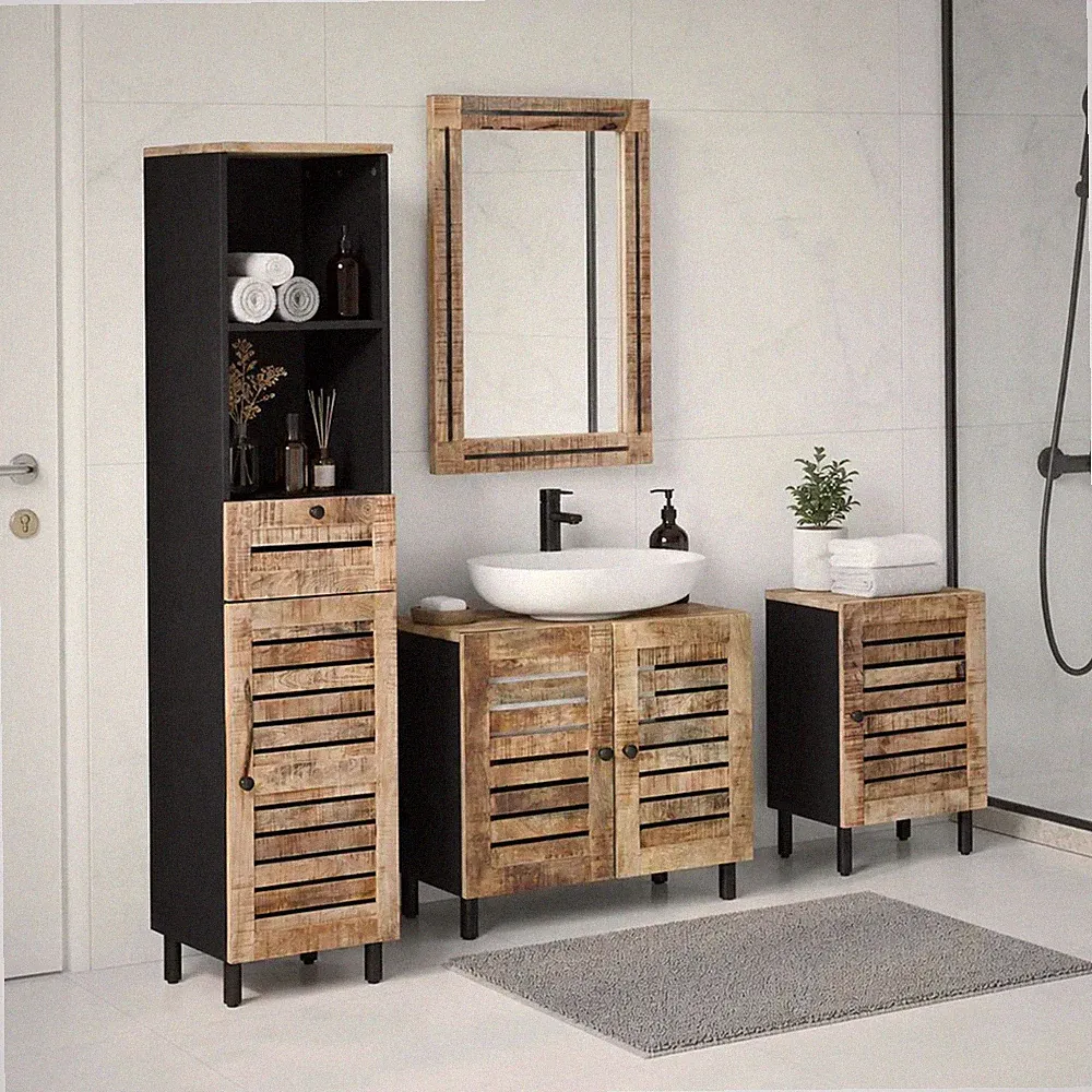 Badezimmerschrank Set 4 Stück Natur 38 x 33 x 160 cm Badmöbel