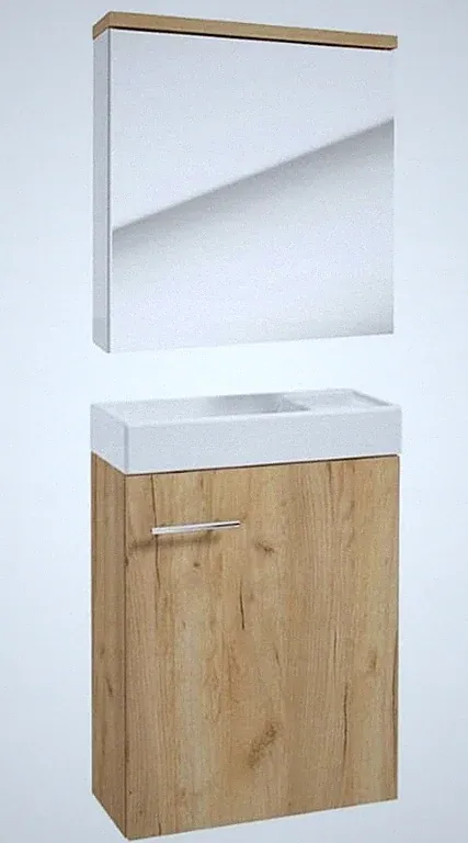 Badezimmerschrank-Set mit Waschbecken 50x70 + Spiegelschrank 50x60 Verona Craft