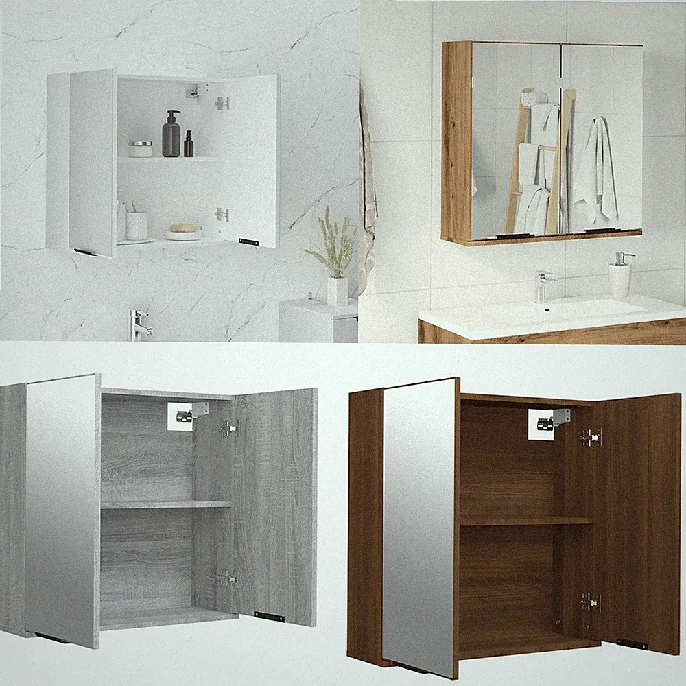 Badezimmerschrank Spiegelschrank Wandschrank Hängeschrank Acryl Spiegeltüren