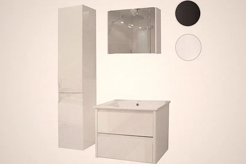 Badezimmerset hochglanz Waschtisch Spiegelschrank Hängeschrank | Badezimmer SET
