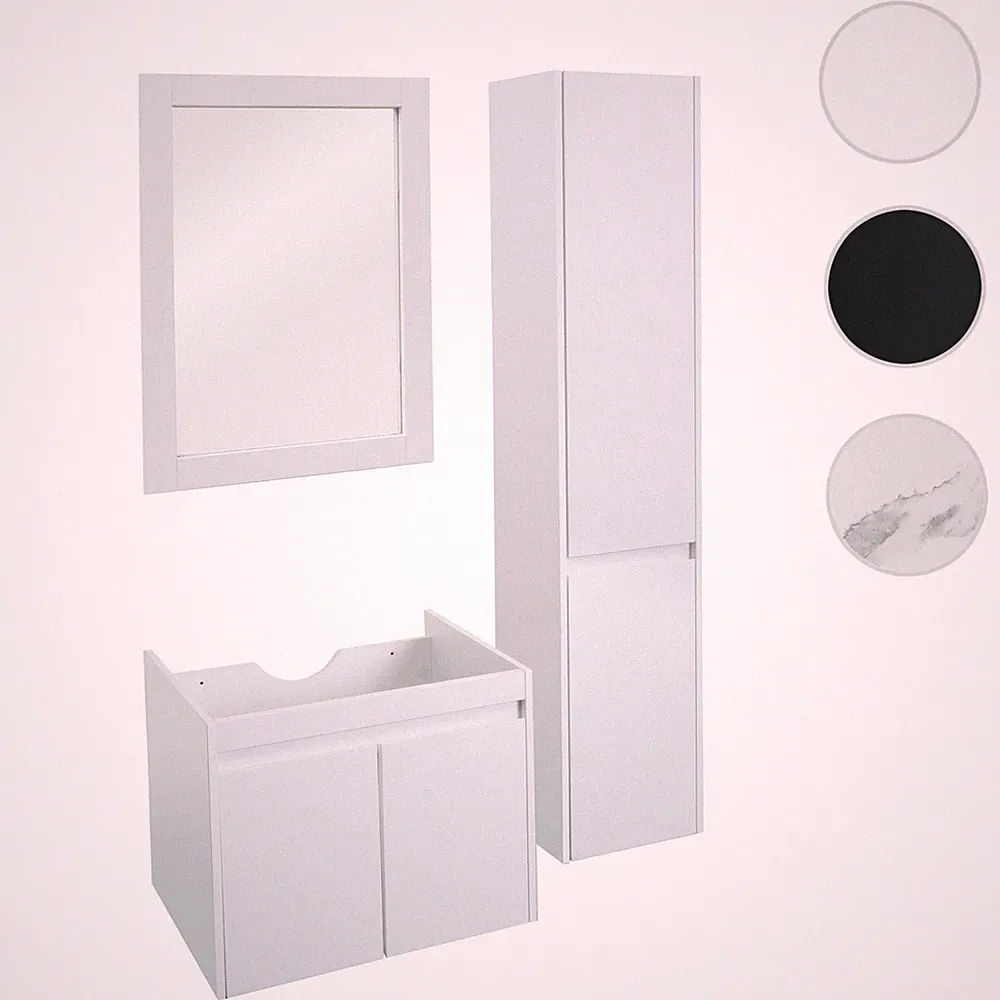 Badezimmerset HWC-L86, Waschtisch Wandspiegel Hängeschrank, Melaminbeschichtet