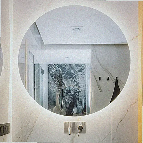 Badezimmerspiegel mit Hintergrundbeleuchtung, Wandspiegel, runder Spiegel mit LED