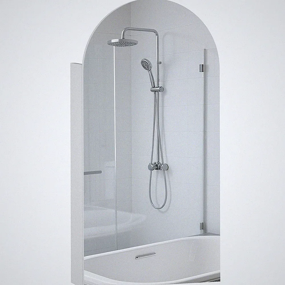 Badezimmerspiegelschrank mit rahmenlosem Bogen-Spiegel, 40x12x80 cm, Weiß