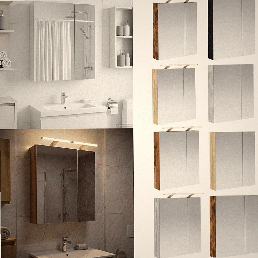 Badezimmerspiegelschrank mit Regal Wandmontiert Holzwerkstoff Modernes vidaXL