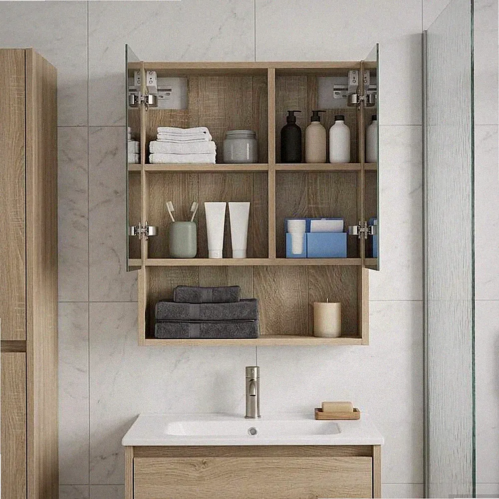 Badezimmerspiegelschrank mit Regal Wandmontiert Holzwerkstoff Organizer vidaXL