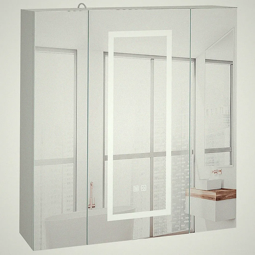 Badezimmerspiegelschrank Spiegelschrank mit Beleuchtung und Entfeuchtung 80x80cm