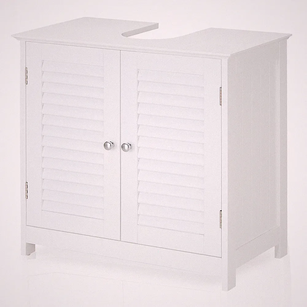 Badkombination in weiß aus Holzstoff/Metall Badezimmerschrank Spiegel-Schrank