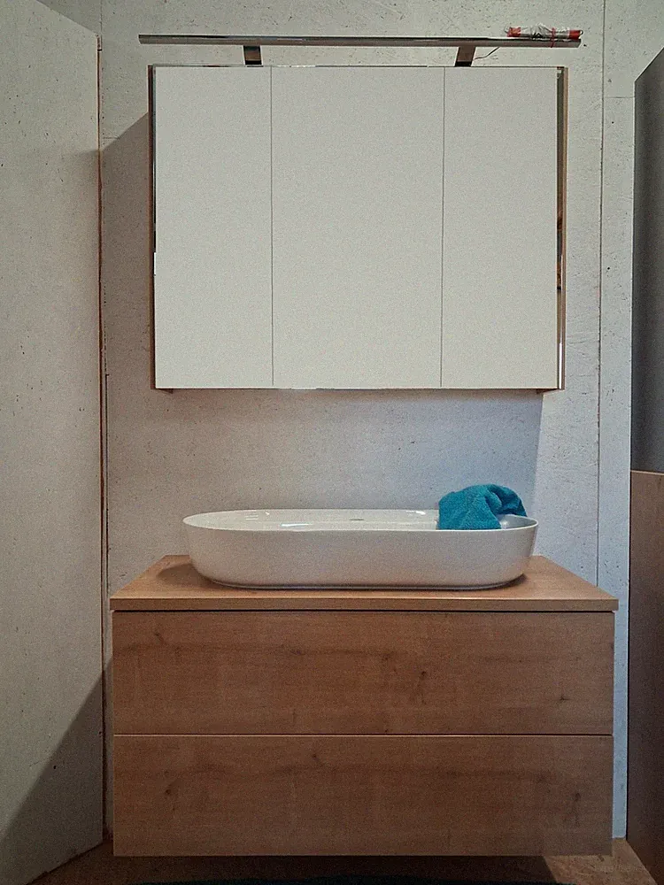 Badmöbel Aufsatzbecken Duravit Luv 80, Unterschrank u.Spiegelschrank 100 pass.zu