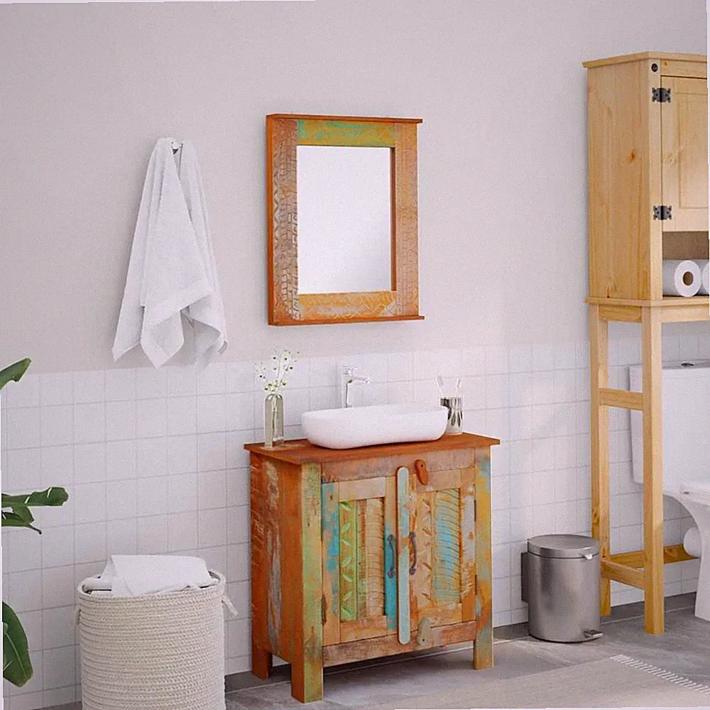 Badmöbel Badzimmermöbel Waschbeckenunterschrank Spiegel Bad Badschrank vidaXL
