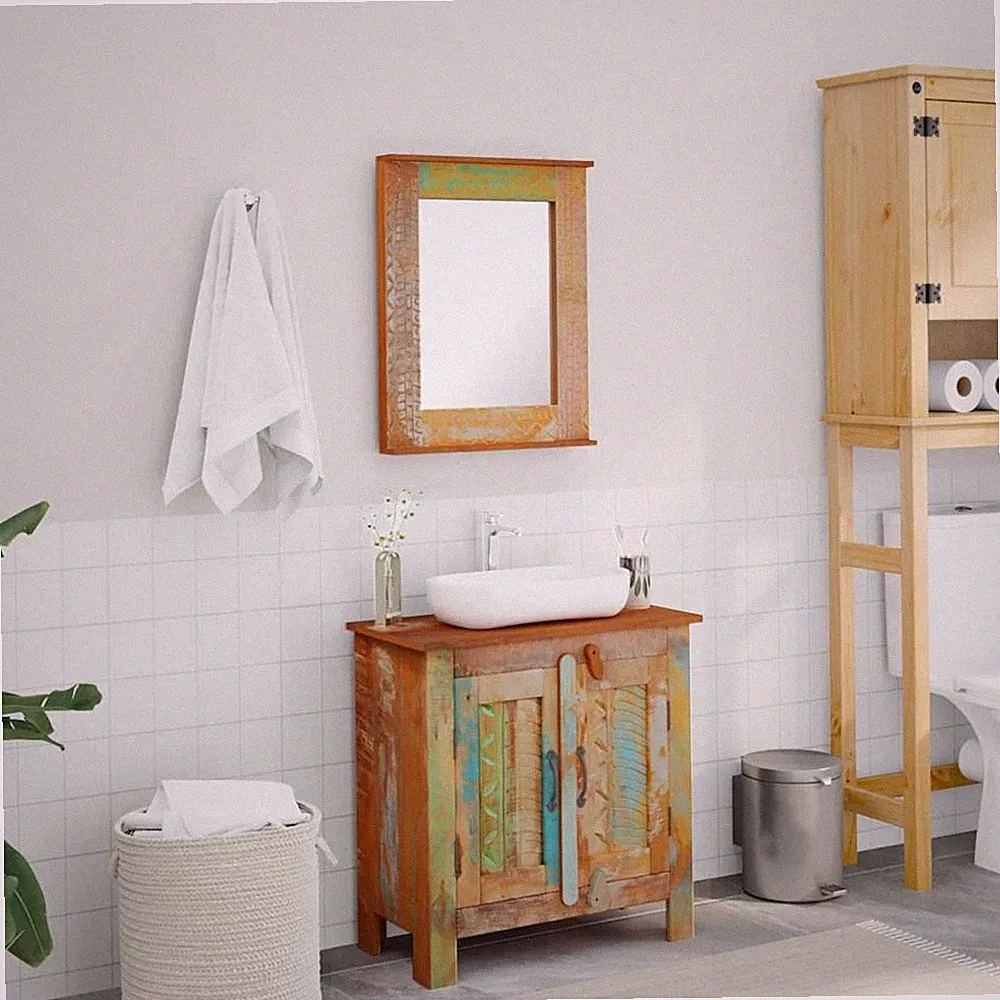 Badmöbel Badzimmermöbel Waschbeckenunterschrank Spiegel Bad Badschrank vidaXL