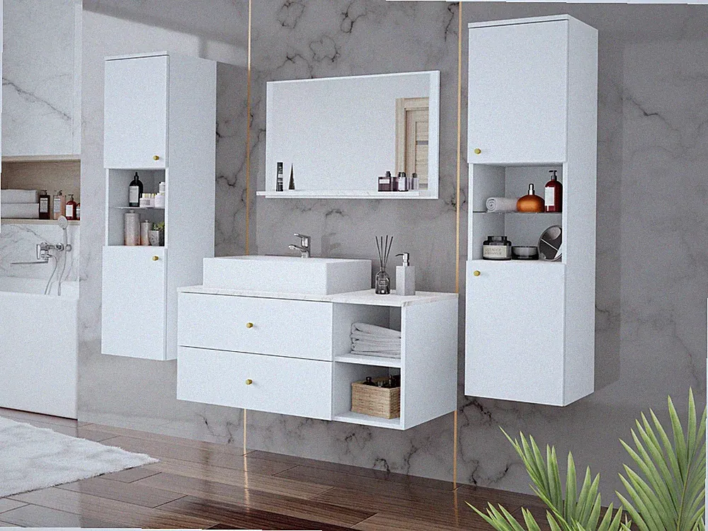 Badmöbel Kertos III Badezimmer mit Waschbecken Elegant Komplett Badmöbel-Set M24