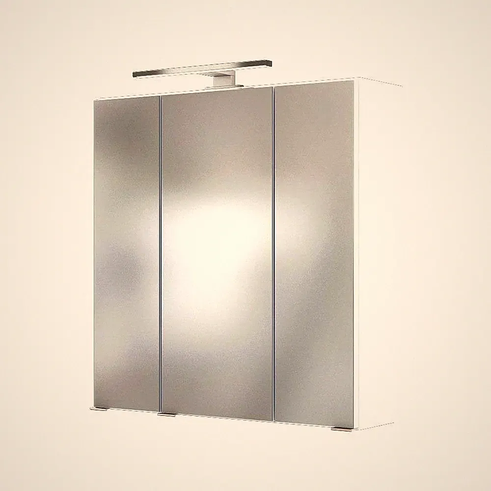 Badmöbel LED Spiegelschrank 60 cm matt weiß Badspiegel Badezimmer Gäste-Bad WC