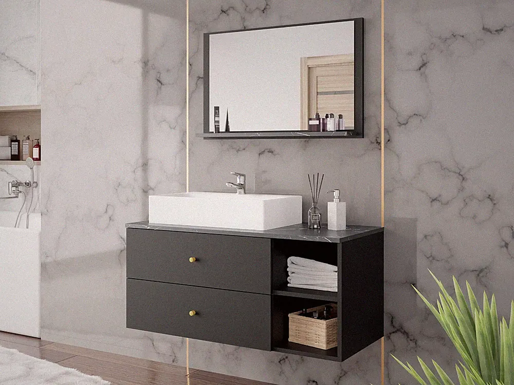 Badmöbel Poskocz I Badezimmer mit Waschbecken Elegant Komplett Badmöbel-Set M24