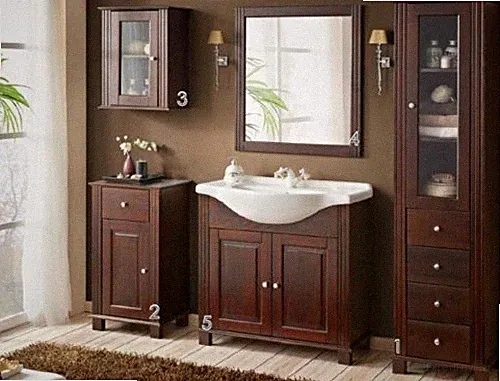 Badmöbel RETRO 85 mit Waschbecken MASSIVHOLZ BRAUN verschiedene Kombinationen