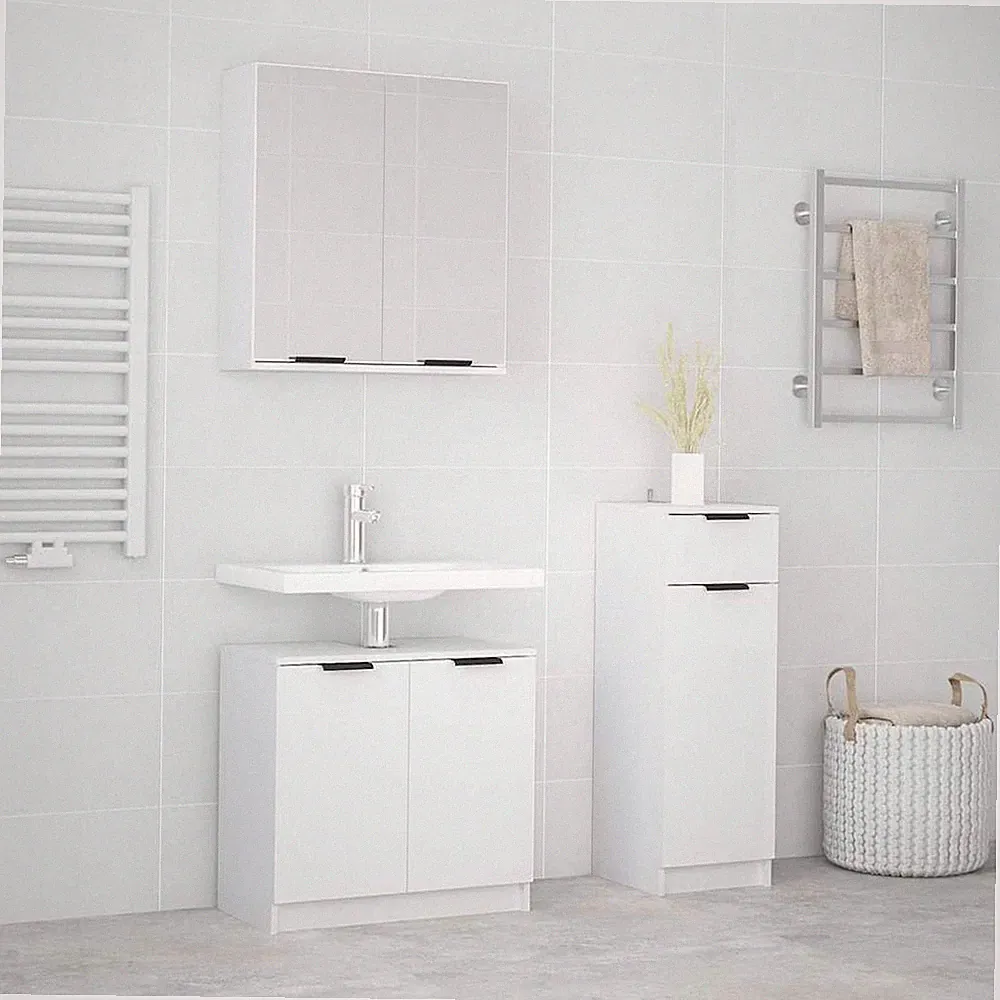 Badmöbel Set 3-tlg. Holzwerkstoff Badschrank Badezimmer mehrere Auswahl vidaXL