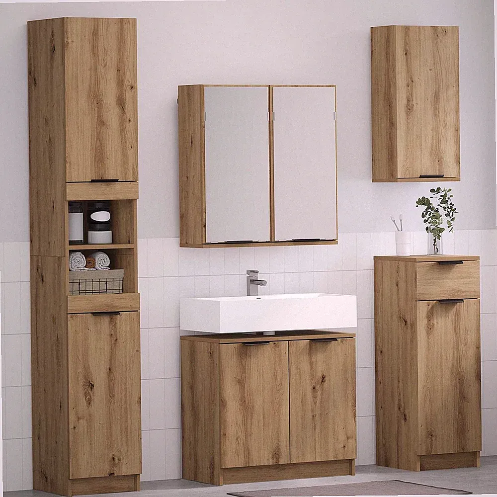 Badmöbel Set 3-tlg. Holzwerkstoff Badschrank Badezimmer mehrere Auswahl vidaXL
