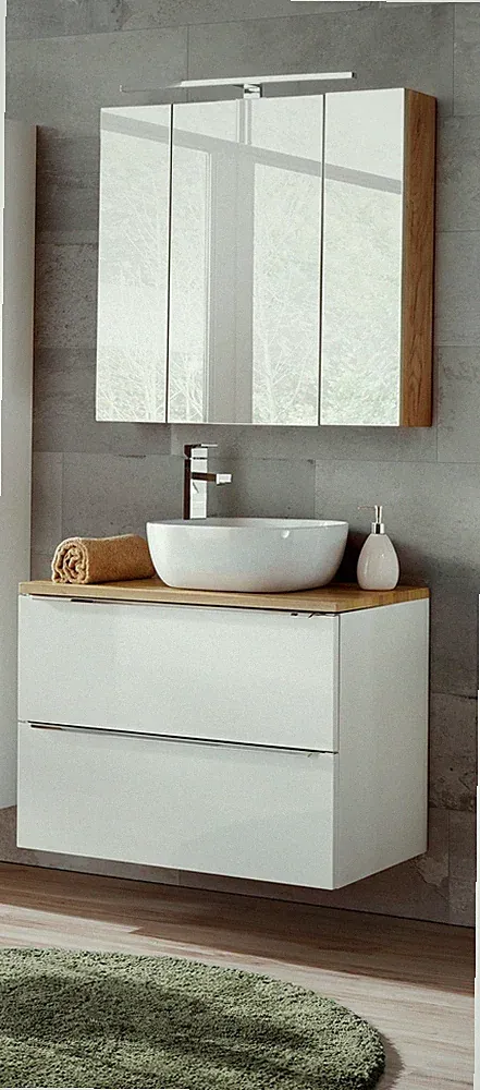 Badmöbel Set 4-tlg Badezimmerset PERUGIA Weiss inkl.Waschbecken 60cm
