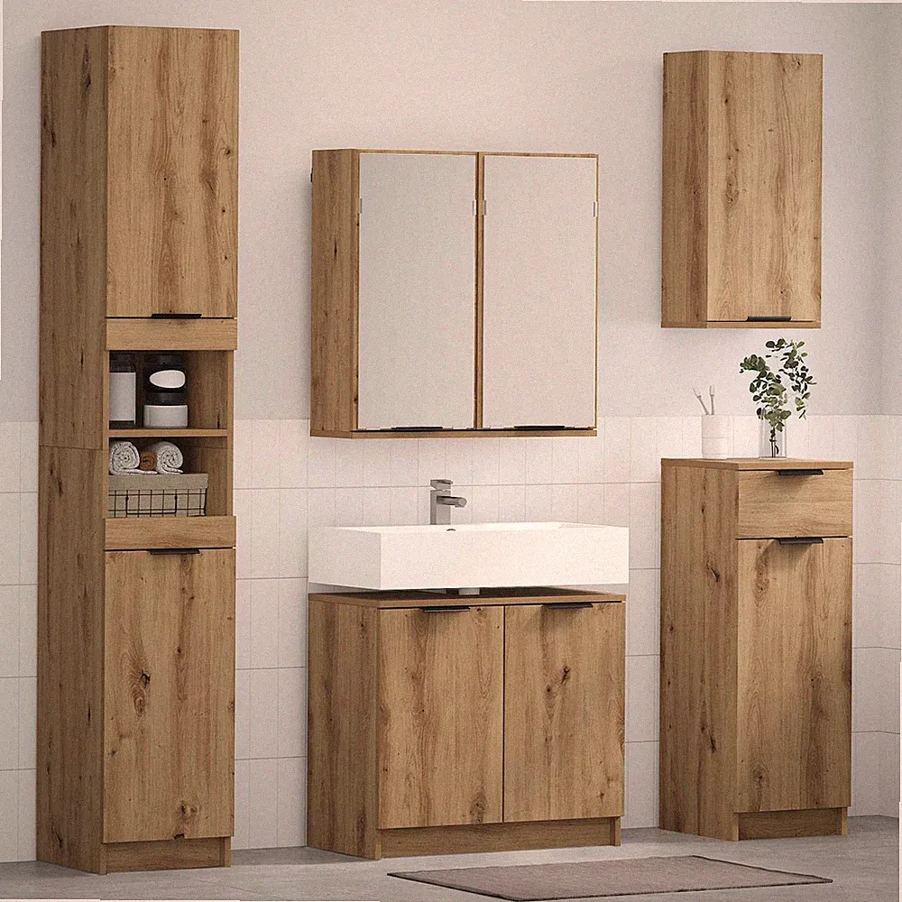 Badmöbel Set 5-tlg. Holzwerkstoff Badschrank Schrank mehrere Auswahl vidaXL