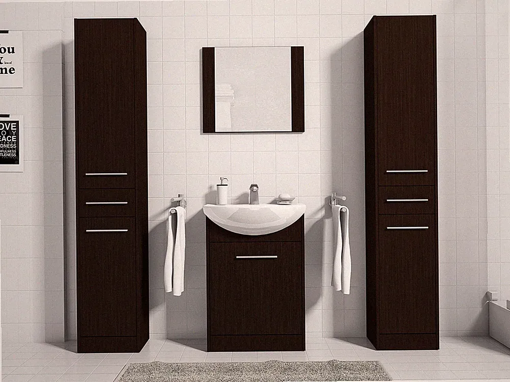 Badmöbel Set 5-Tlg Wenge matt SEVILLA XL inkl.Waschtisch