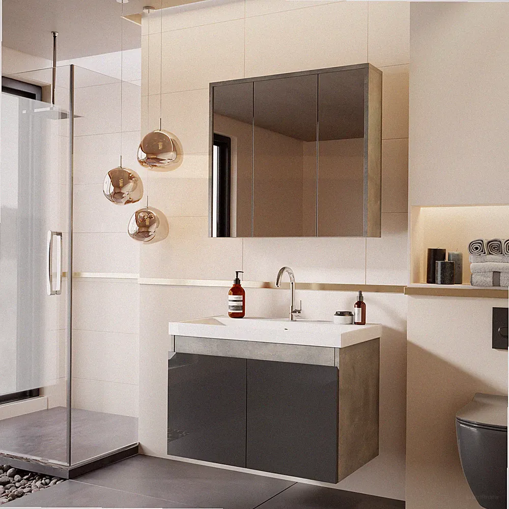 Badmöbel Set 50/60/80 cm | Badezimmer Waschtischunterschrank Spiegel Waschbecken