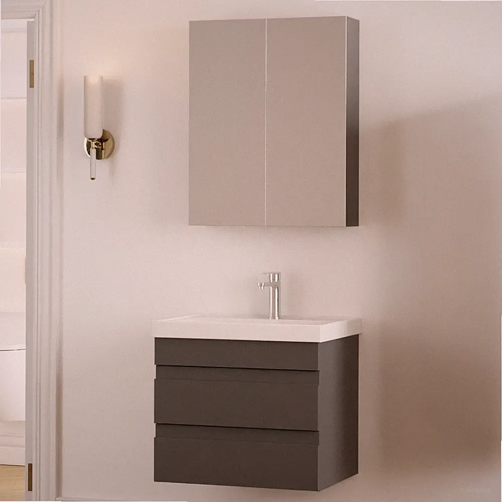 Badmöbel Set 60 80 100 cm Anthrazit – Waschtisch, Unterschrank & Spiegelschrank