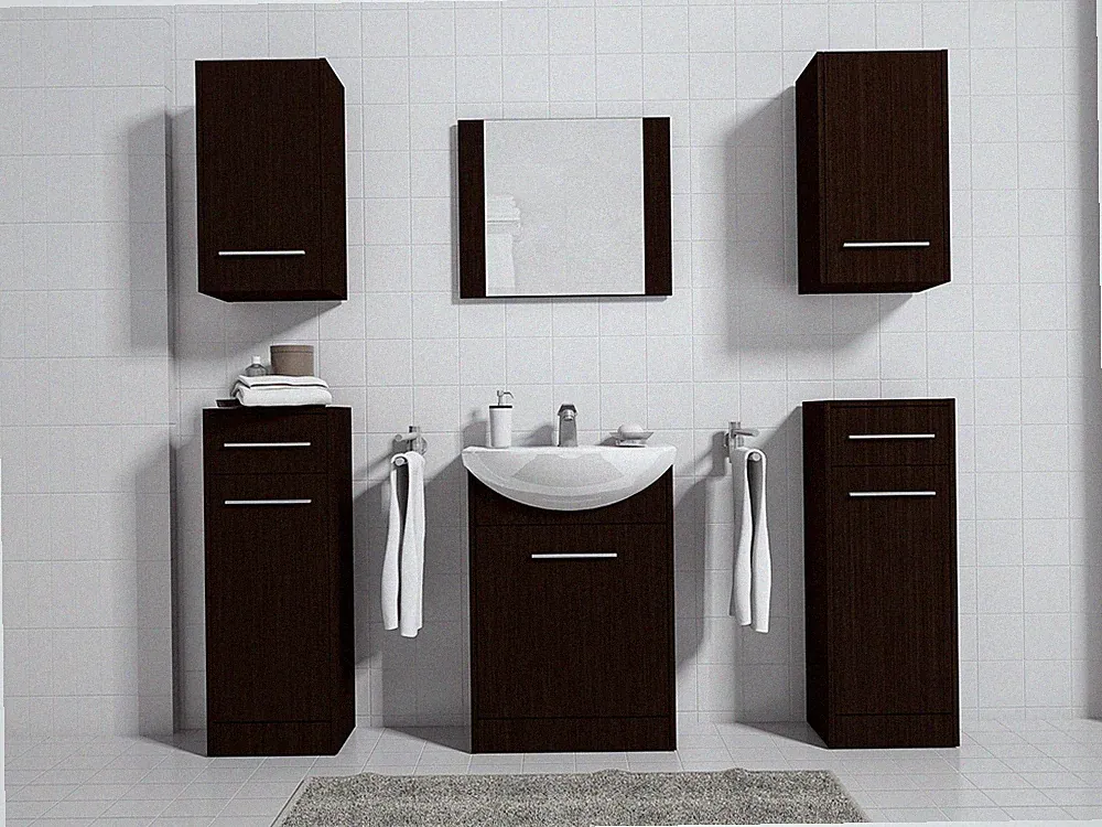 Badmöbel Set 7-Tlg Wenge matt PERM Nr.4 inkl.Waschtisch