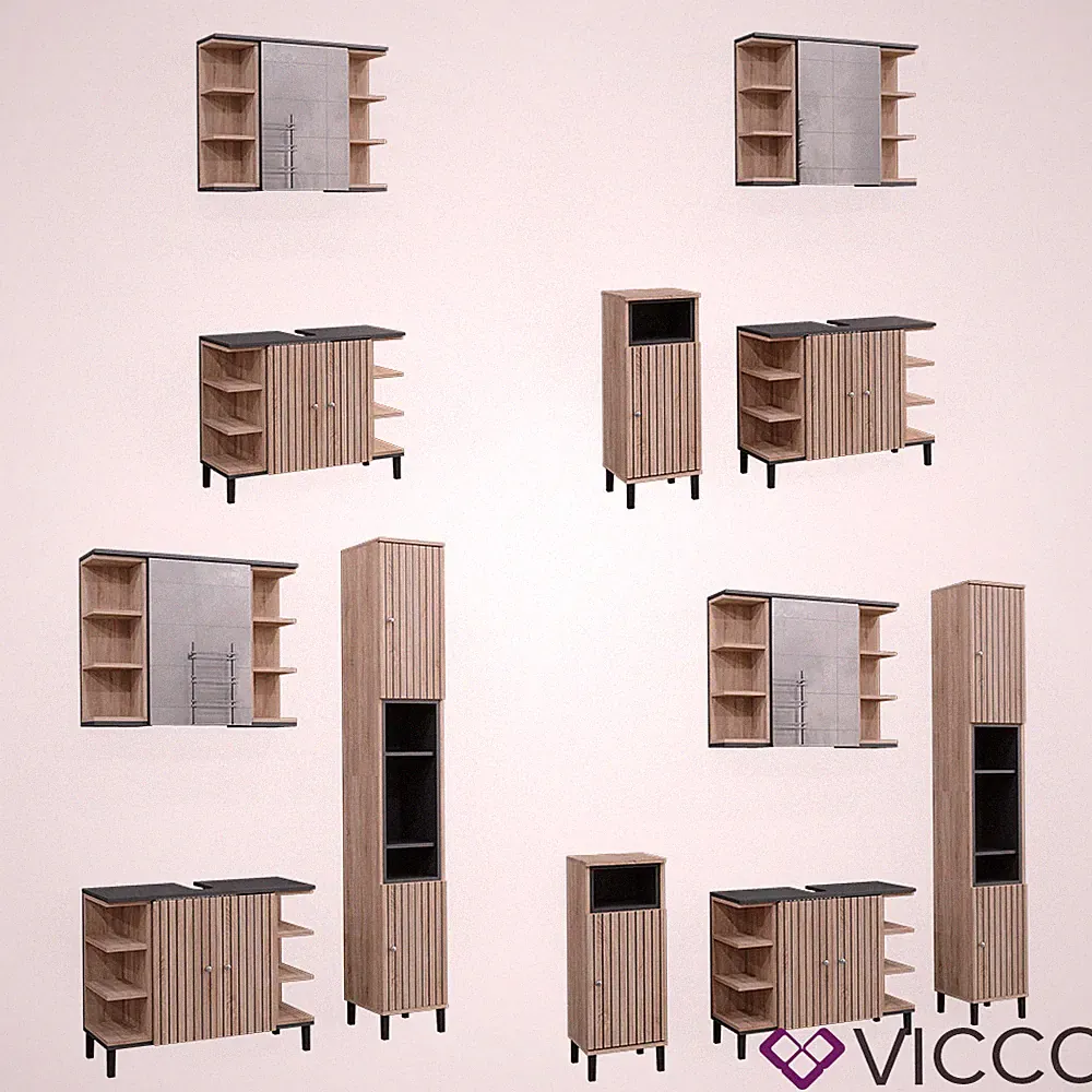 Badmöbel-Set Aquis, Badezimmer, moderne Badserie Vicco