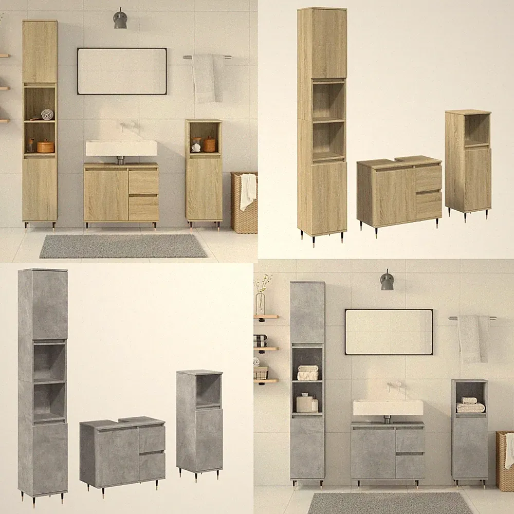 Badmöbel Set Bad Spiegel Waschtisch Unterschrank Badschrank Badezimmermöbel