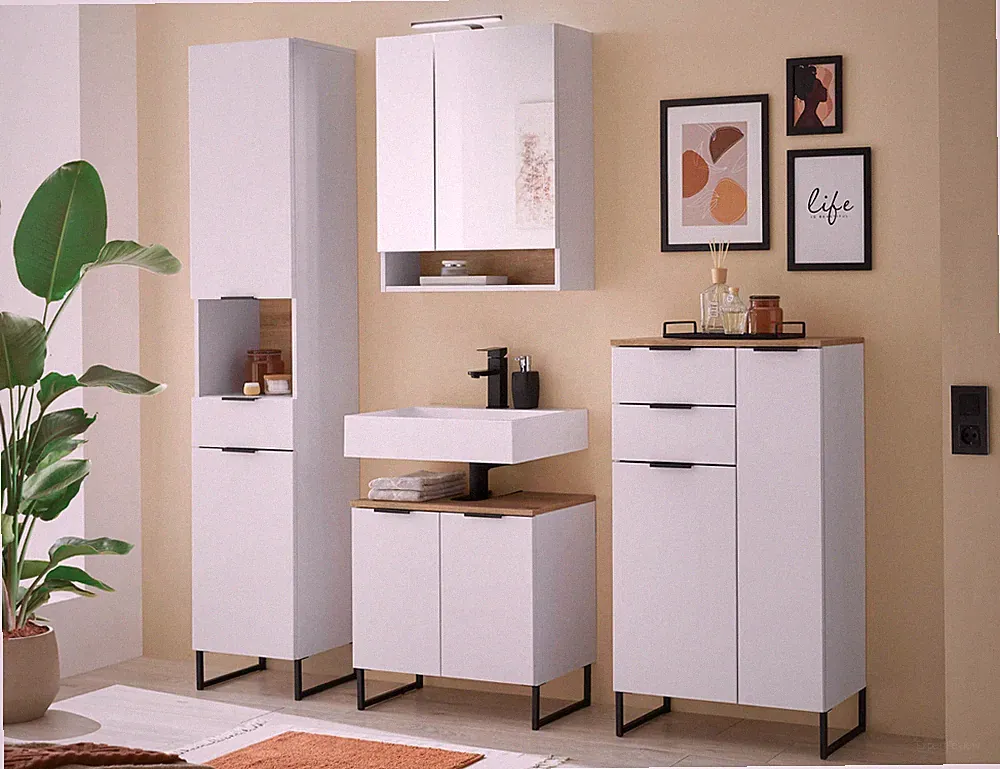 Badmöbel-Set Badezimmer ASPEN 60 cm Set 1 4-tlg. mit Spiegelschrank