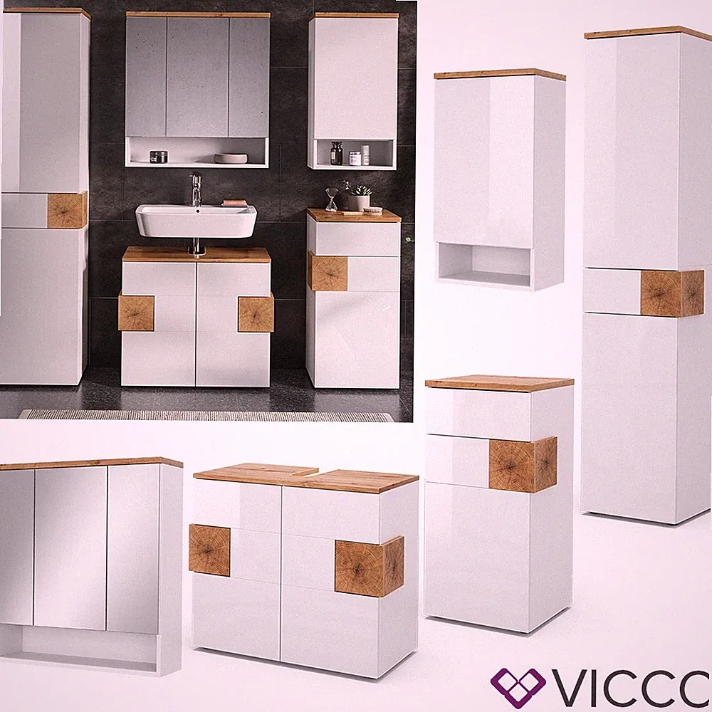 Badmöbel-Set Badezimmer-Möbel Bad-Schrank Eden Weiß Artisan modern Vicco