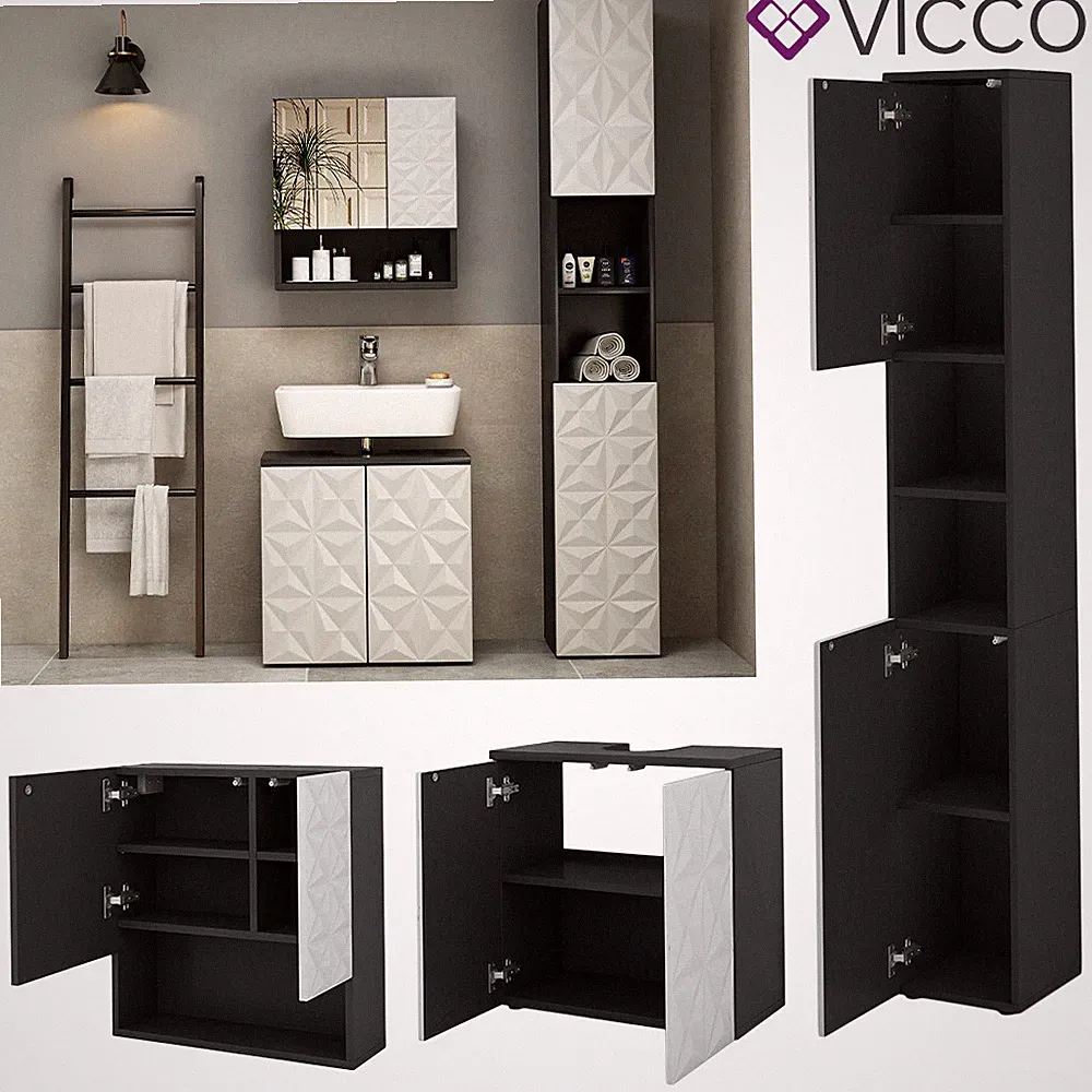 Badmöbel-Set Badezimmer-Möbel Bad-Schrank Edge modern Vicco