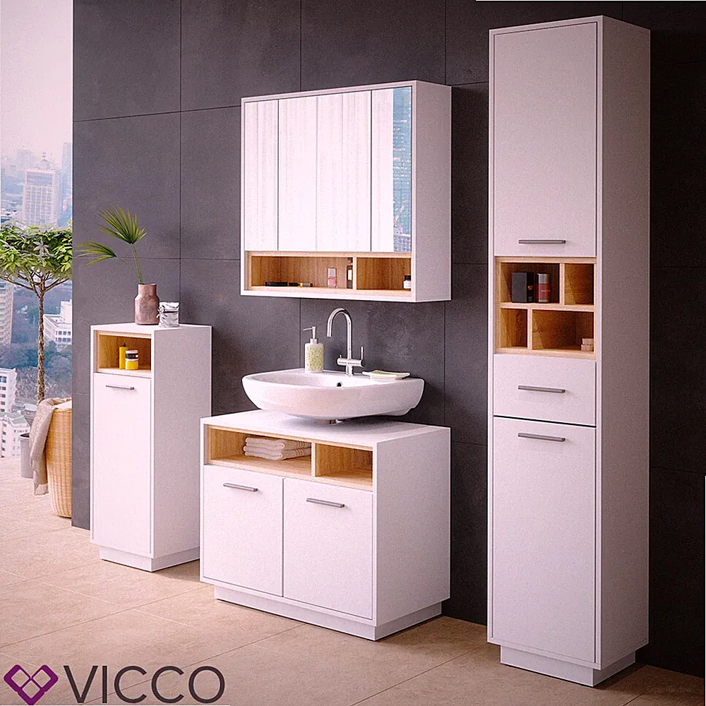 Badmöbel-Set Badezimmer-Möbel Badschrank Beatrice modern Badezimmerschrank Vicco