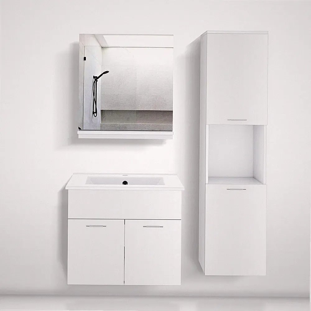 Badmöbel set Badezimmer Montreal 3-Teilige Waschbecken Hochschrank Waschtisch