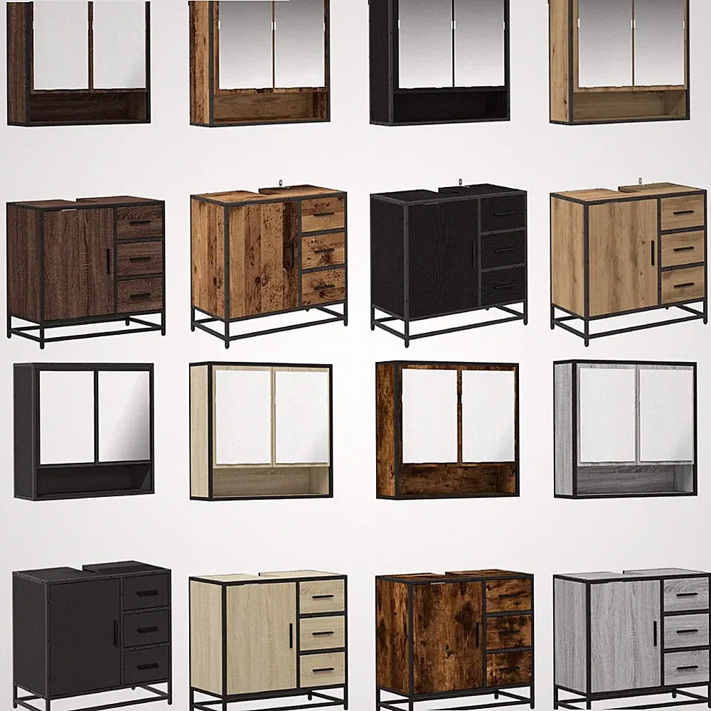 Badmöbel Set Badezimmer Spiegelschrank Unterschrank Badschrank 2-tlg. vidaXL