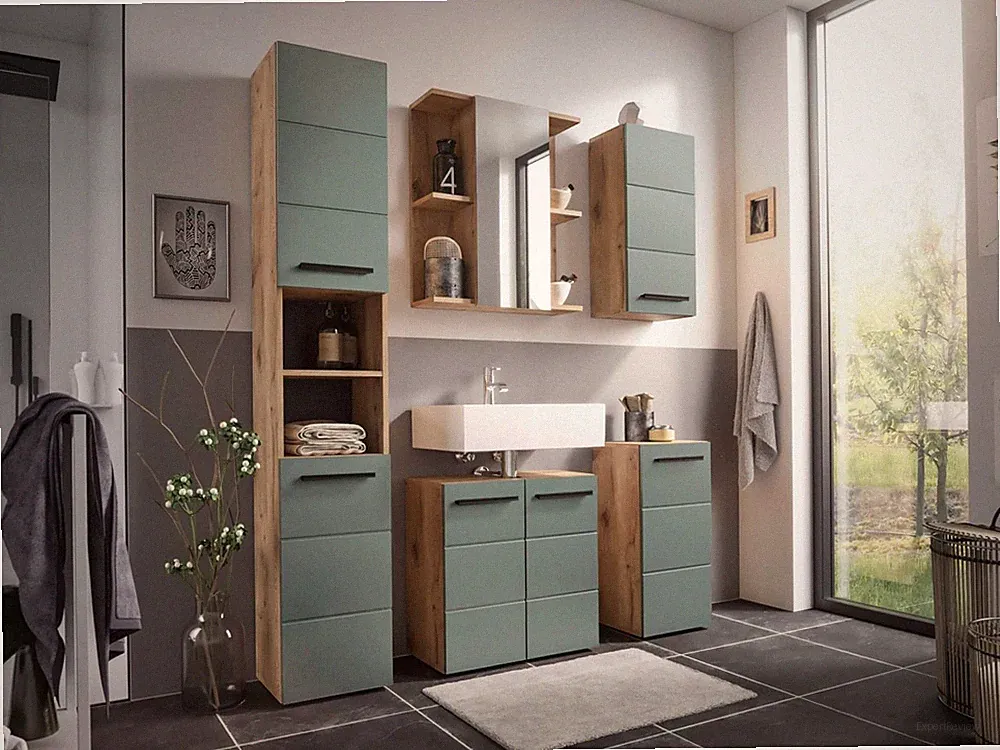Badmöbel-Set Badezimmer VAIL 1, 5-tlg. mit Spiegelschrank