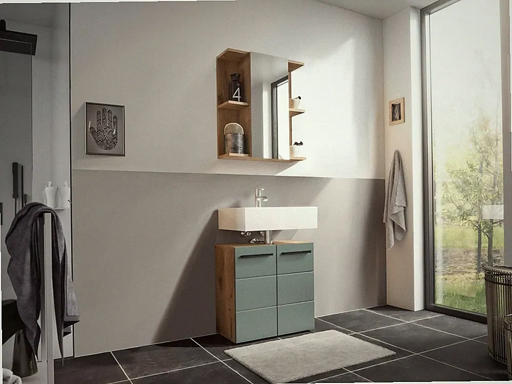 Badmöbel-Set Badezimmer VAIL 4, 2-tlg. mit Spiegelschrank