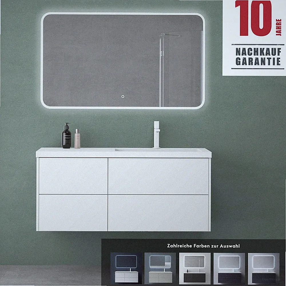 Badmöbel Set Badezimmermöbel 4 Schubladen Unterschrank Soft-Close MDF 120cm Holz